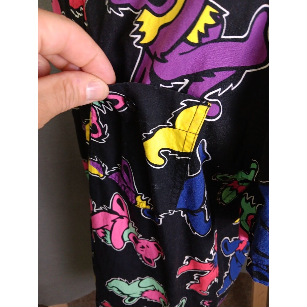Grateful Dead Dancing Bears Short Sleeve Button Down Shirt- LG-Black Multicolor - Picture 4 of 9